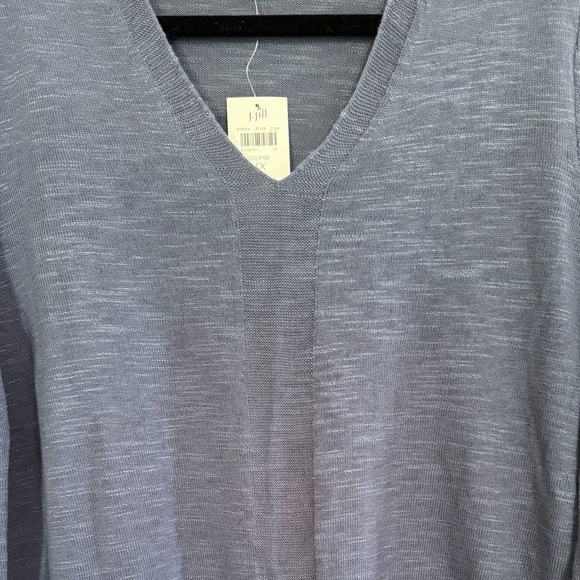 NWT J. Jill Women's V-Neck Long Sleeve Blouse in Eclipse Slate Blue - Picture 3 of 7